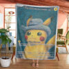 Pikachu with Grey Felt Hat Custom Pokemon Blanket