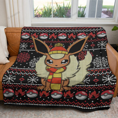 Pokemon Christmas Flareon Custom Pokemon Blanket