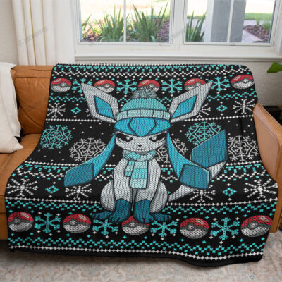 Pokemon Christmas Glaceon Custom Pokemon Blanket