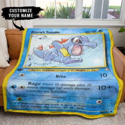 1st Totodile Card Personalized Pokemon Blanket