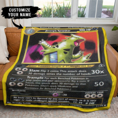 1st Tyranitar Card Personalized Pokemon Blanket