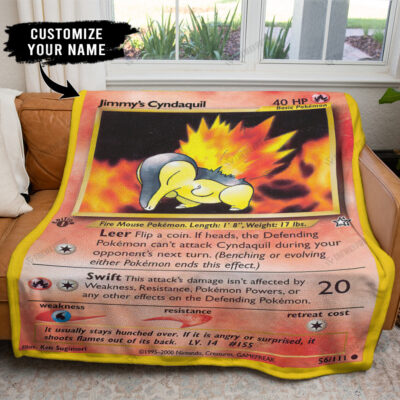 1st Cyndaquil Card Personalized Pokemon Blanket
