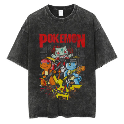 Starter Bulbasaur, Charmander, Squirtle, and Pikachu Pokemon T-shirt