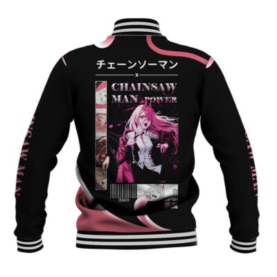 Anime Chainsaw Man Streetwear Anime Varsity Jacket Power