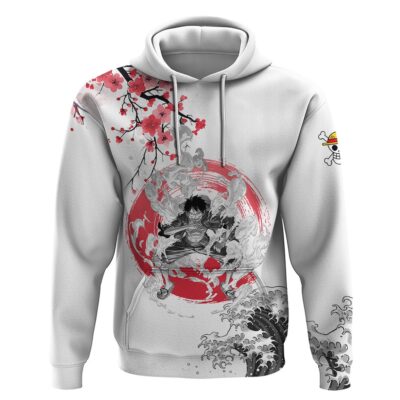 Anime One Piece Luffy Strawhat Hoodie Sumi-e Painting Style