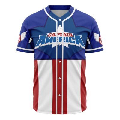 Hooktab 3D Printed Captain America Men's Short Sleeve Anime Baseball Jersey