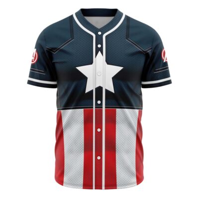 Hooktab 3D Printed Captain America Cosplay Marvel Men's Short Sleeve Anime Baseball Jersey