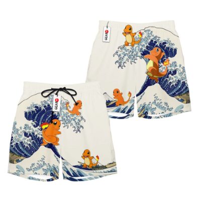Charmander Kanagawa Great Wave Shorts Pants Custom Clothes