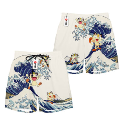 Meowth Kanagawa Great Wave Shorts Pants Custom Clothes