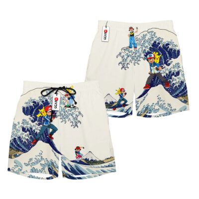 Ash Ketchum Satoshi Kanagawa Great Wave Shorts Pants Custom Clothes