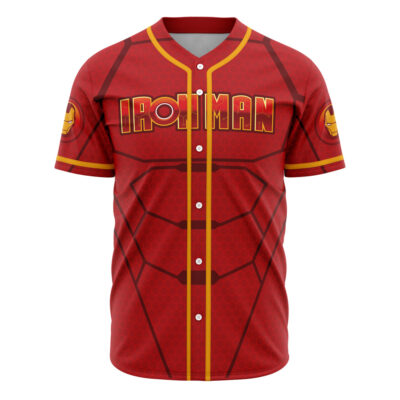 Hooktab 3D Printed Ironman Marvel Men's Short Sleeve Anime Baseball Jersey