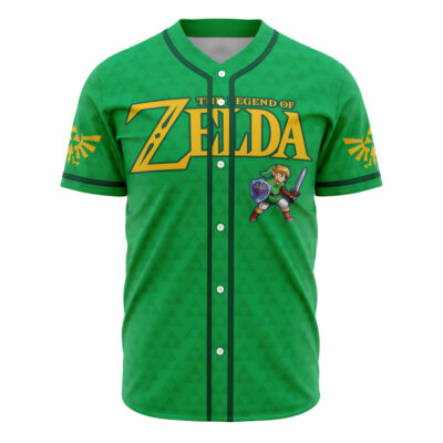 Hooktab 3D Printed Link Legend of Zelda Men's Short Sleeve Anime Baseball Jersey
