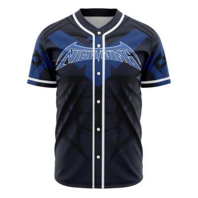 Hooktab 3D Printed Nightwing DC Comics Men's Short Sleeve Anime Baseball Jersey