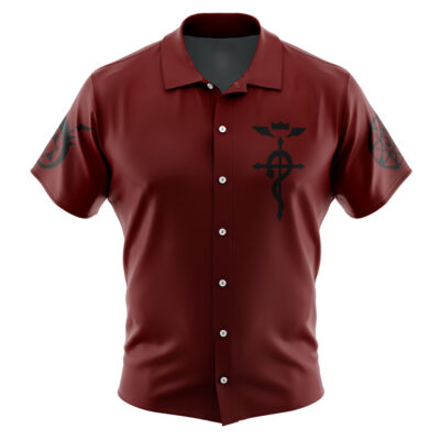 Edward V2 Fullmetal Alchemist Men's Short Sleeve Button Up Hawaiian Shirt