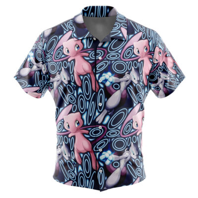 Mew x Mewtwo Pokemon Men's Short Sleeve Button Up Hawaiian Shirt