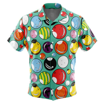 Koro-sensei Expressions Assassination Classroom Men's Short Sleeve Button Up Hawaiian Shirt