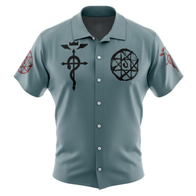 Alphonse V2 Fullmetal Alchemist Men's Short Sleeve Button Up Hawaiian Shirt
