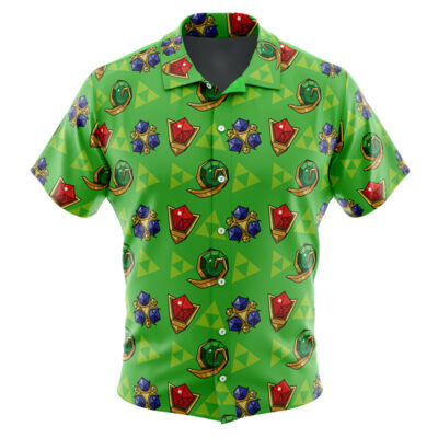Zelda Spiritual Stones Legend of Zelda Men's Short Sleeve Button Up Hawaiian Shirt