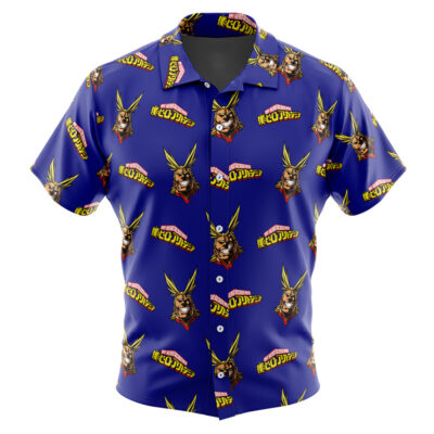 All Might My Hero Academia Men's Short Sleeve Button Up Hawaiian Shirt