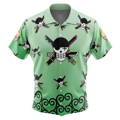 Zoro Pattern One Piece Men's Short Sleeve Button Up Hawaiian Shirt