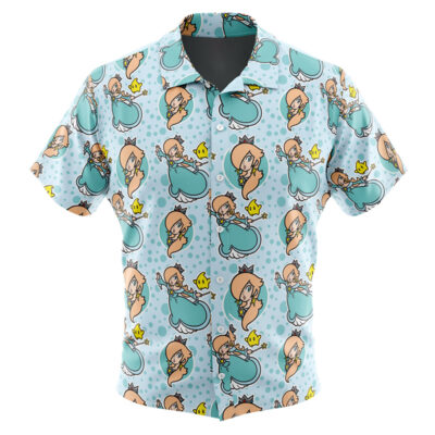 Rosalina Super Mario Bros Men's Short Sleeve Button Up Hawaiian Shirt