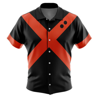 Bakugo My Hero Academia Men's Short Sleeve Button Up Hawaiian Shirt