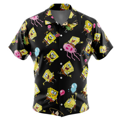 Spongebob Mood Spongebob Squarepants Men's Short Sleeve Button Up Hawaiian Shirt