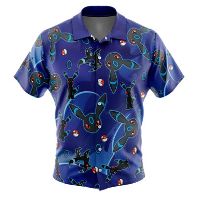 Umbreon Shiny Pattern Pokemon Men's Short Sleeve Button Up Hawaiian Shirt