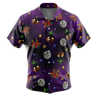 Majora's Mask v2 Legend of Zelda Men's Short Sleeve Button Up Hawaiian Shirt