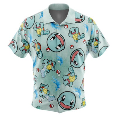 Bulbasaur Pattern Pokemon Men's Short Sleeve Button Up Hawaiian Shirt