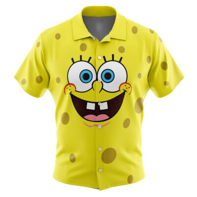 Spongebob SquarePants Nickelodeon Men's Short Sleeve Button Up Hawaiian Shirt