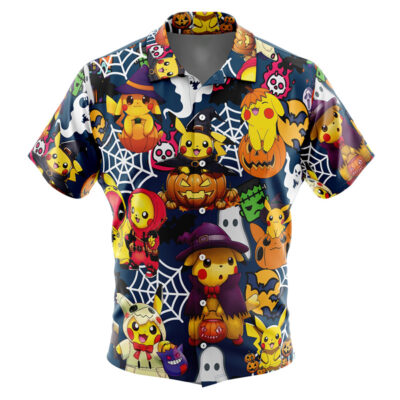 Pokemon Halloween Men's Short Sleeve Button Up Hawaiian Shirt