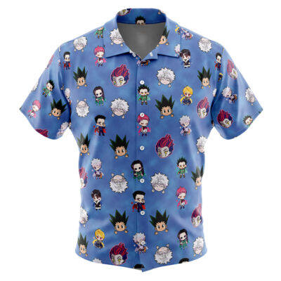 Chibi Hunter x Hunter Characters Pattern Men's Short Sleeve Button Up Hawaiian Shirt