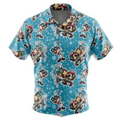 Prof E. Gadd Super Mario Bros Men's Short Sleeve Button Up Hawaiian Shirt