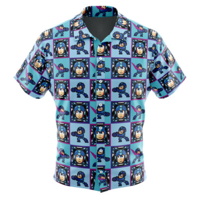 Video Game Mega Man Men's Short Sleeve Button Up Hawaiian Shirt