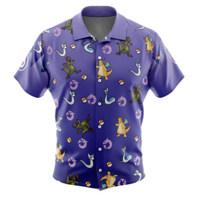 Dragon Type Pattern Pokemon Men's Short Sleeve Button Up Hawaiian Shirt