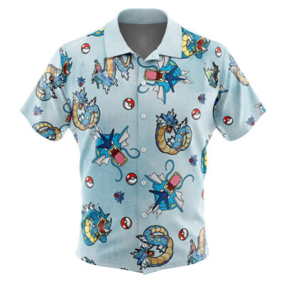 Gyrados Pattern Pokemon Men's Short Sleeve Button Up Hawaiian Shirt