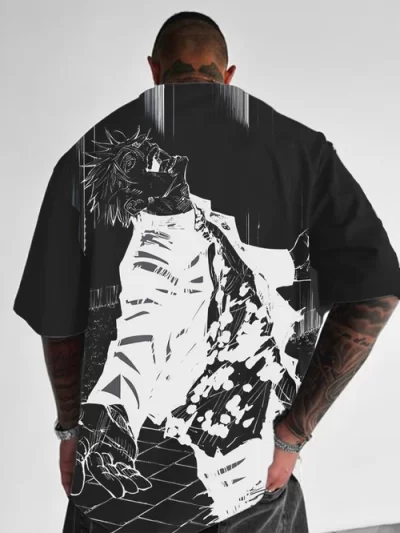 Jujutsu Kaisen Men's Anime Spell Print Short Sleeve T-Shirt