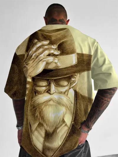 Dragon Ball Z Men's Anime Print Old Man Crew Neck Short Sleeve T-Shirt