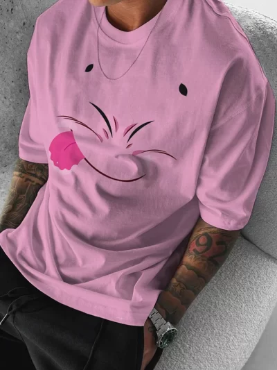 Dragon Ball Z Men's Pink Face Print Anime Short Sleeve T-Shirt