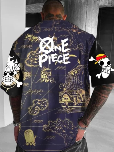 One Piece Men's Anime Map Print T-Shirt