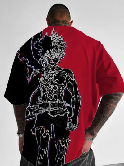 Black Clover Men's Contrast Color Fashion Anime Print T-Shirt