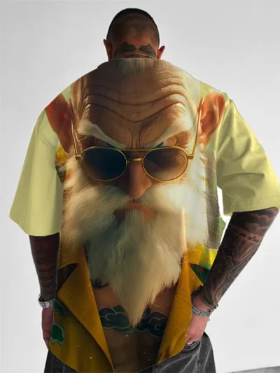 Dragon Ball Z Men's Anime Old Man Print Crew Neck Short Sleeve T-Shirt