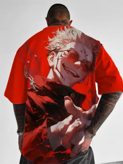 Jujutsu Kaisen Men's Japanese Anime Print Crew Neck Short Sleeve T-Shirt