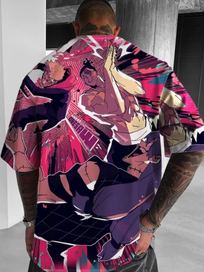 Jujutsu Kaisen Men's Oversized Anime Print Short Sleeve T-Shirt