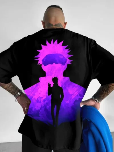 Jujutsu Kaisen Men's Purple Man Print Anime Short Sleeve T-Shirt