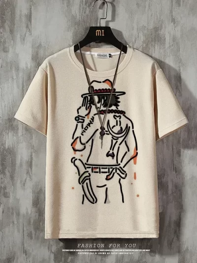 One Piece Men's Anime Print Crew Neck Short Sleeve T-Shirt