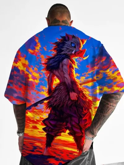 Demon Slayer Trendy Contrasting Printed T-shirt