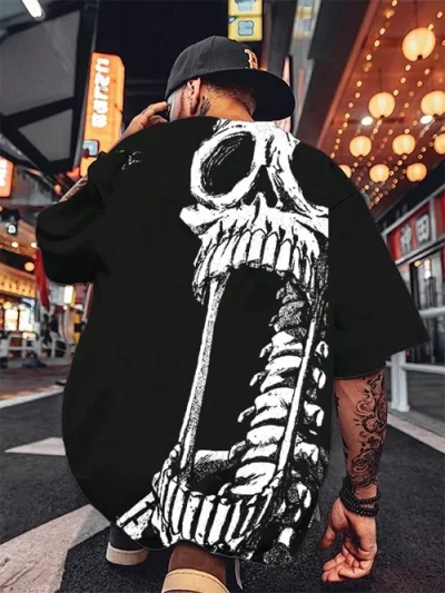 One Piece Men's Skull Back Printed Short Sleeve Crew Neck T-shirt