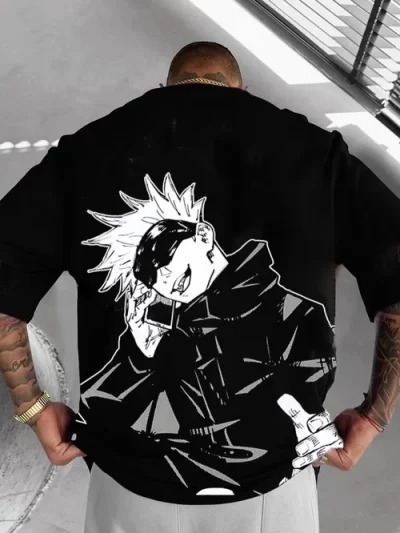 Jujutsu Kaisen Men's Blindfolded Man Print Anime Short Sleeve T-Shirt